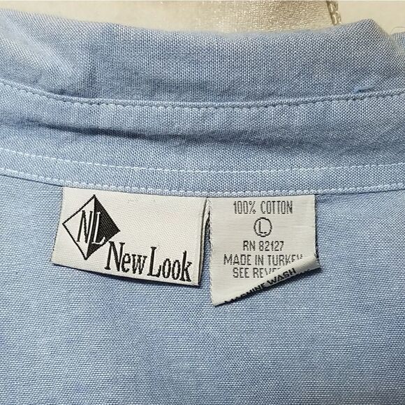 VINTAGE 1990s Deadstock New Look Chambray Button Up Floral Embroidered Blouse - Picture 12 of 14